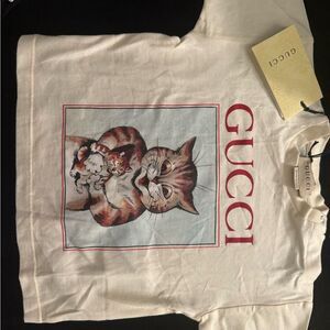 Brand ne with tags Gucci  Short Sleeve Cat Print Tee 0/3 months